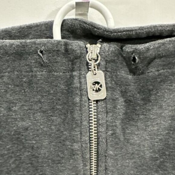 MICHAEL KORS Sweatshirt Womens Med. Velour Track Jacket Full Zip High Neck Gray - Picture 2 of 7